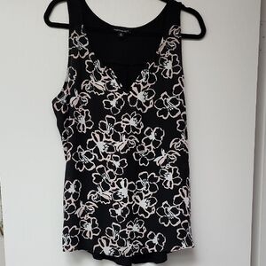 Floral Black and White Tank Top